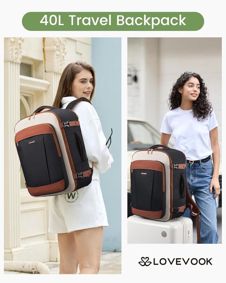 LOVEVOOK Mochila de viaje de 40 L para mujeres y hombres, mochila d...