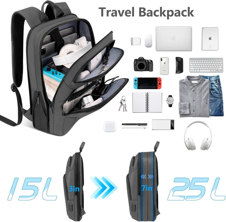Lixiin Mochila para laptop para hombre, mochila de viaje expandible...