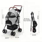 Cochecito para mascotas para perros medianos y pequeños – Cochecito plegable de 4 ruedas con cesta de almacenamiento, transportador para perros y gatos, asa ajustable, transportador plegable para cachorros adecuado para viajar con gatos y perros (gris)