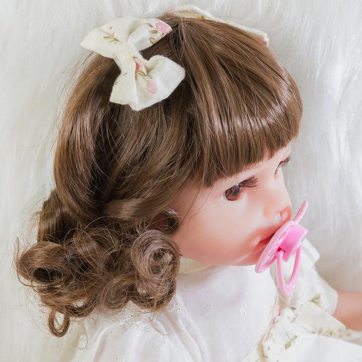 ENADOLL Reborn Baby Doll realista de vinilo de silicona de pelo riz...