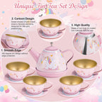 iAOVUEBY Juego de fiesta de té para niñas pequeñas, 49 juguetes de princesa para la hora del té, incluyendo estuche de transporte de postre Teaset, juguetes de cocina para niños, regalos de cumpleaños para niñas pequeñas para niños de 3 a 8 años, sueño
