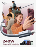 LISEN Tap 1 S Cable de Almacenamiento, 240W C a C Cable Carga Rápida (2 Paquetes 5FT)