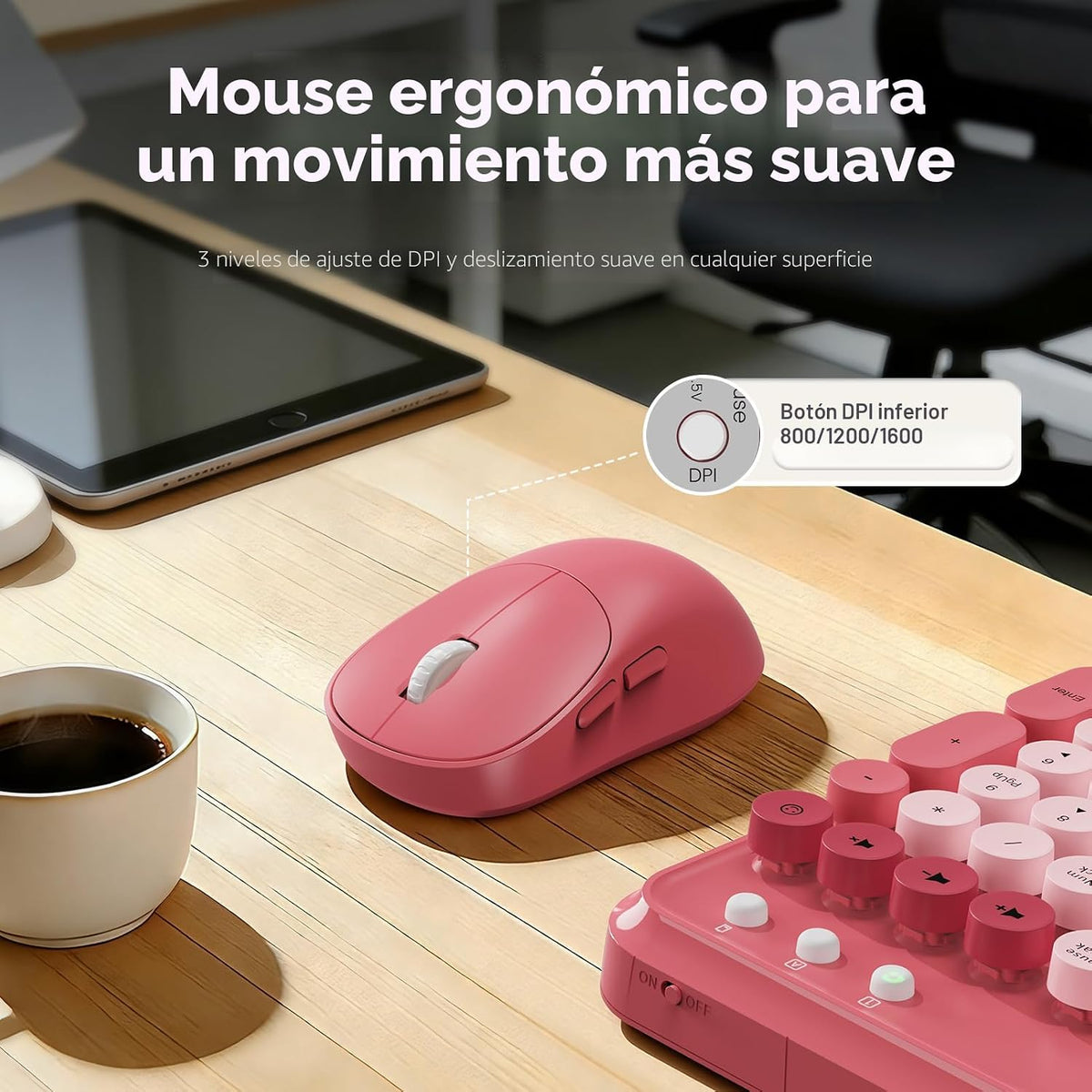 Combo de teclado y mouse inalámbricos con soporte para teléfono\/ta...