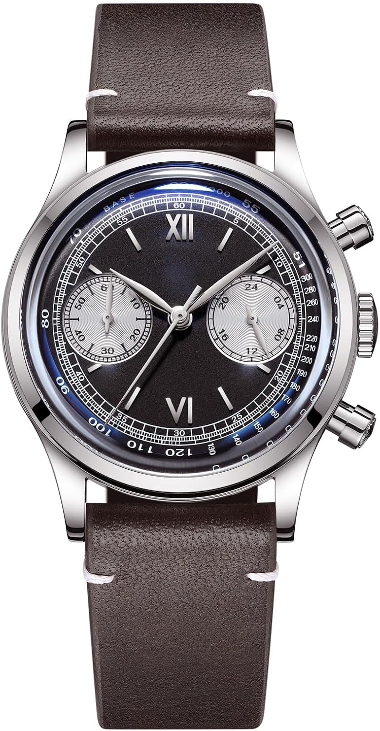 ADDIESDIVE Reloj de hombre Sweep Seconds impermeable de cuero cronógrafo