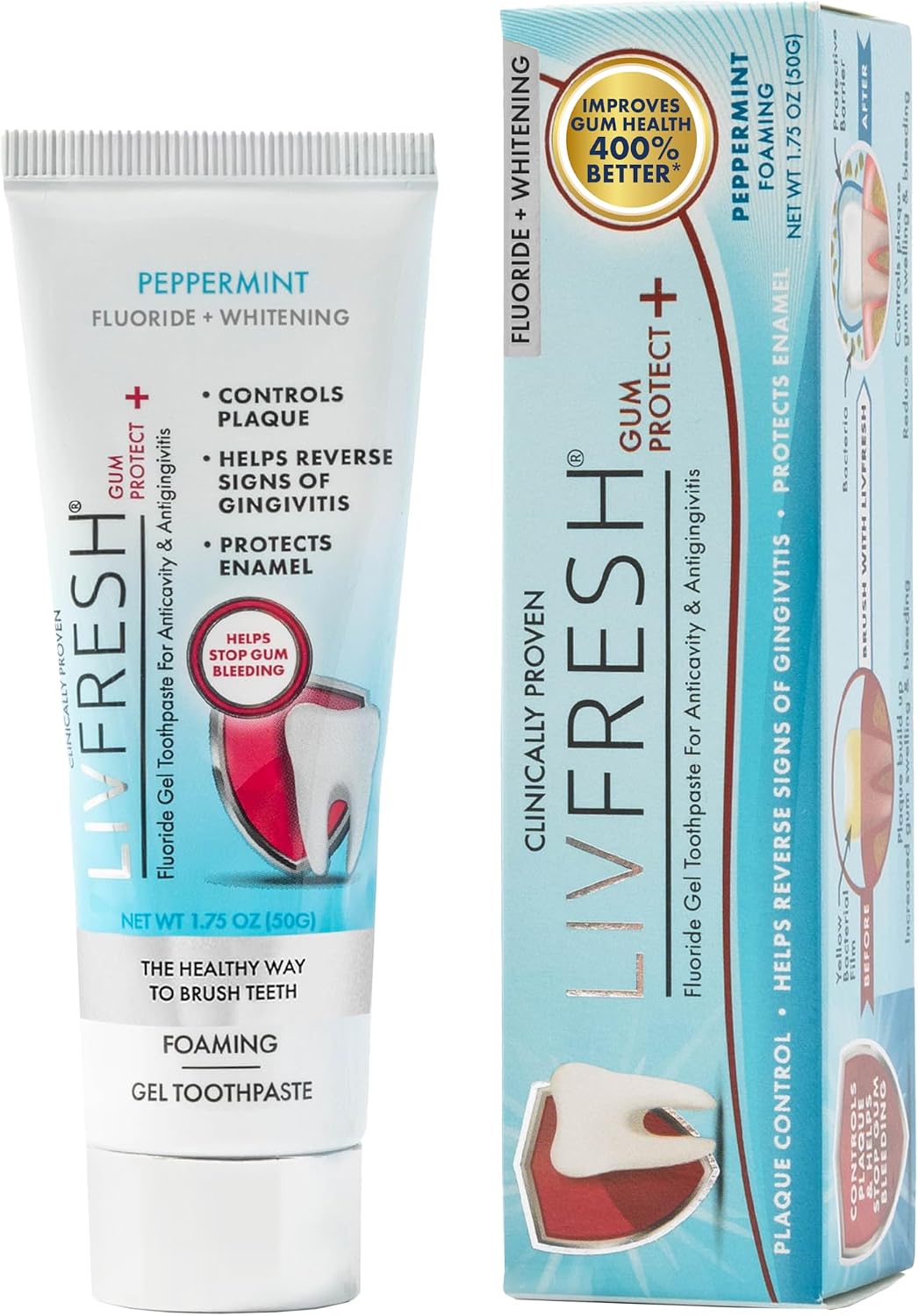 LIVFRESH Gum Protect - Gel de pasta de dientes, tratamiento de ging...