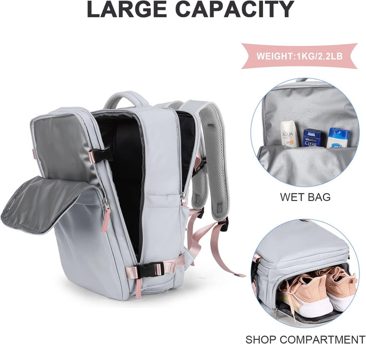 coowoz Mochila de viaje para mujeres y hombres, aprobada por aerolí...