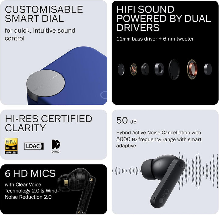 Auriculares CMF Buds Pro 2 inalámbricos con dial inteligente, auric...