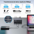TJCXELE Displaylink - Estación de acoplamiento de 3 monitores con HDMI DP, estación de acoplamiento USB C 19 en 1 para laptop, pantalla triple 4K 60Hz con PD 100W, 10bps USBC/A Ethernet/lectores de tarjetas/audio para M1 M2 M3/Mac y Windows