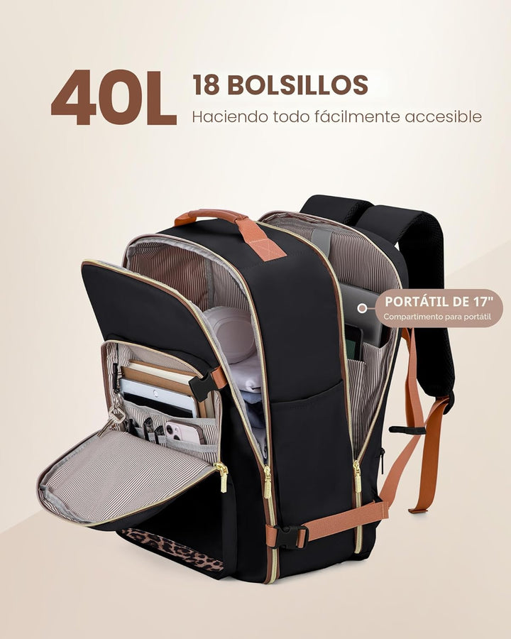 LOVEVOOK Mochila de viaje para mujeres y hombres, 40L, aprobada por...