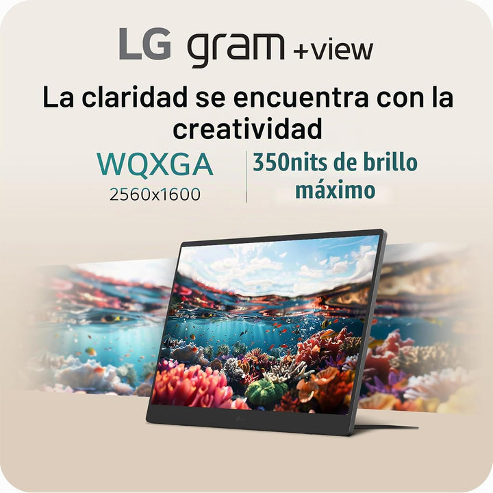 LG gram +View 17 pulgadas Monitor portátil ligero WQXG (2560x1600)...