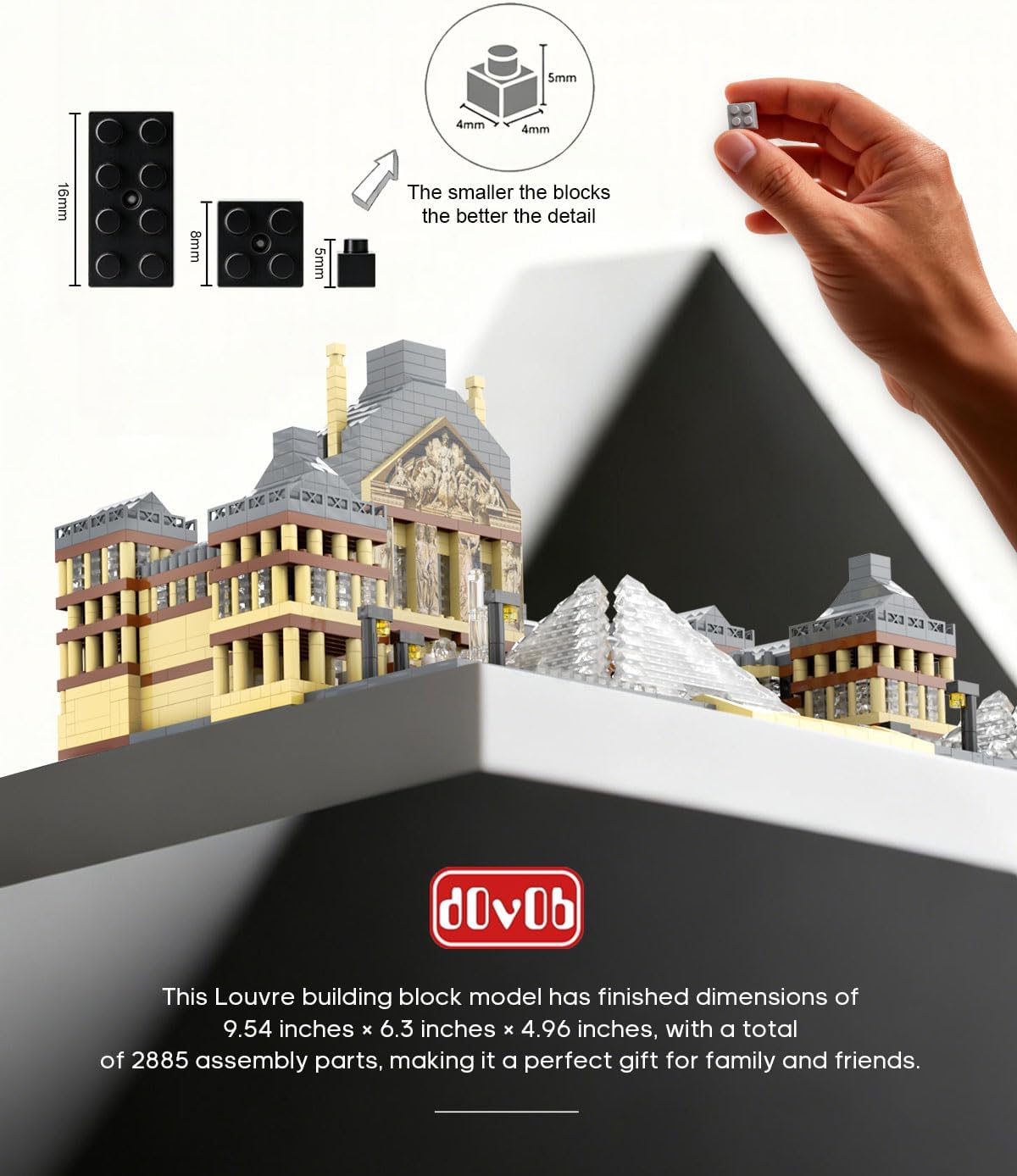 dOvOb Juego de micro bloques de construcción de Louvre de arquitectura (2885 piezas) - Modelo arquitectónico de fama mundial juguetes regalos para niños y adultos