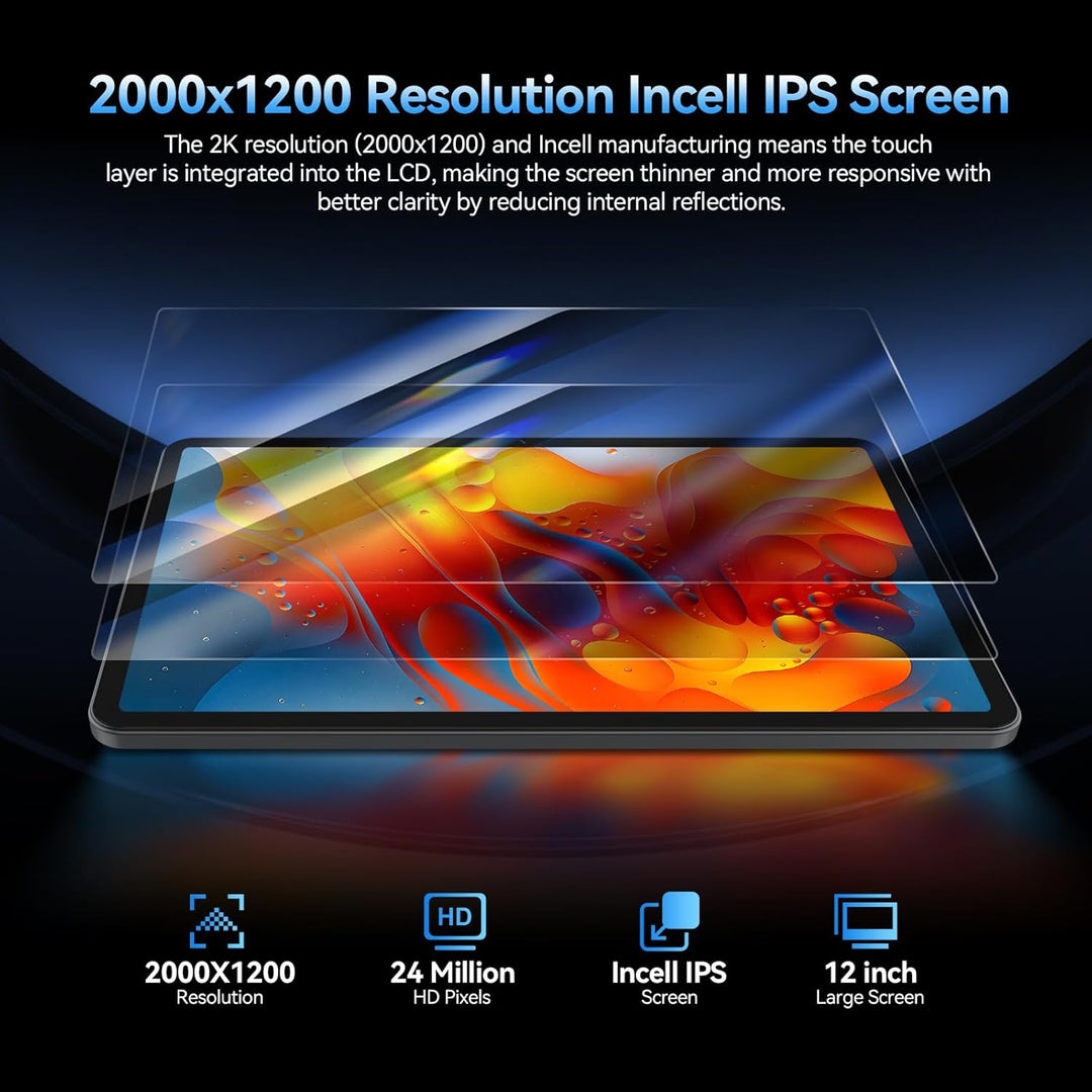 Tableta Android 15 2026 Últimas tabletas grandes 2K de 12 pulgadas,...