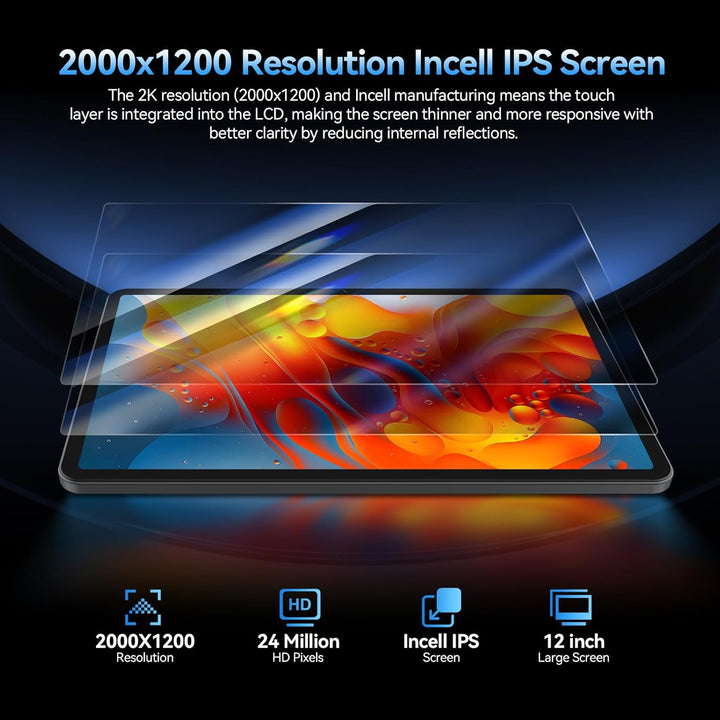 Tableta Android 15 2026 Últimas tabletas grandes 2K de 12 pulgadas,...