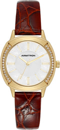 Armitron Reloj para Mujer con correa de cuero real adornada con cristales genuinos