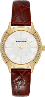 Armitron Reloj para Mujer con correa de cuero real adornada con cristales genuinos