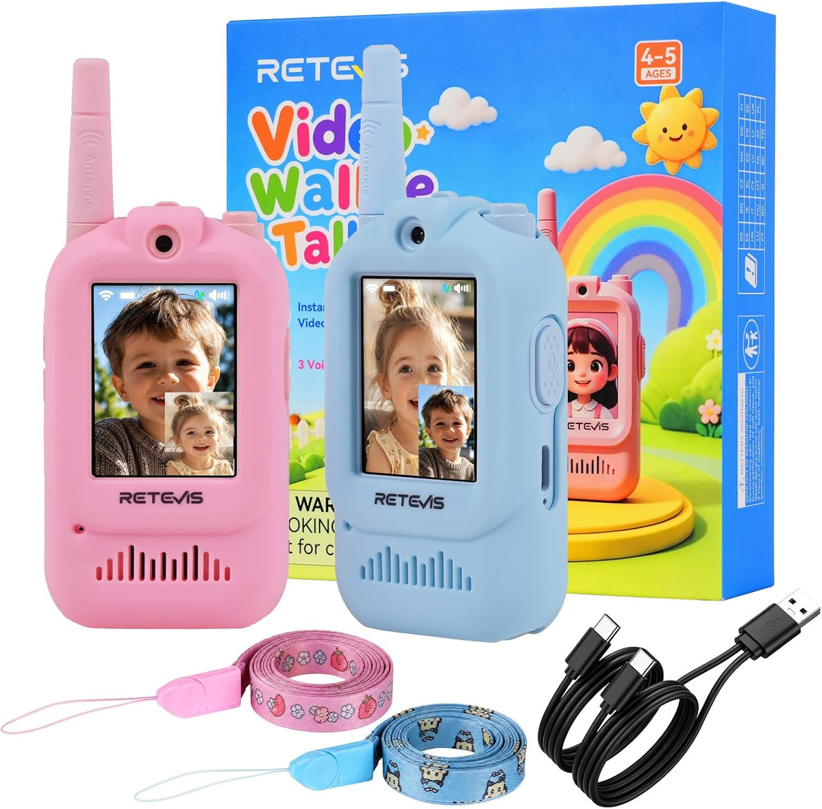 Retevis EZTalk 90 Walkie Talkies de video para niños, juguetes para niños