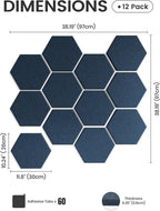 Paquete de 12 azulejos hexagonales de fieltro para tablón de