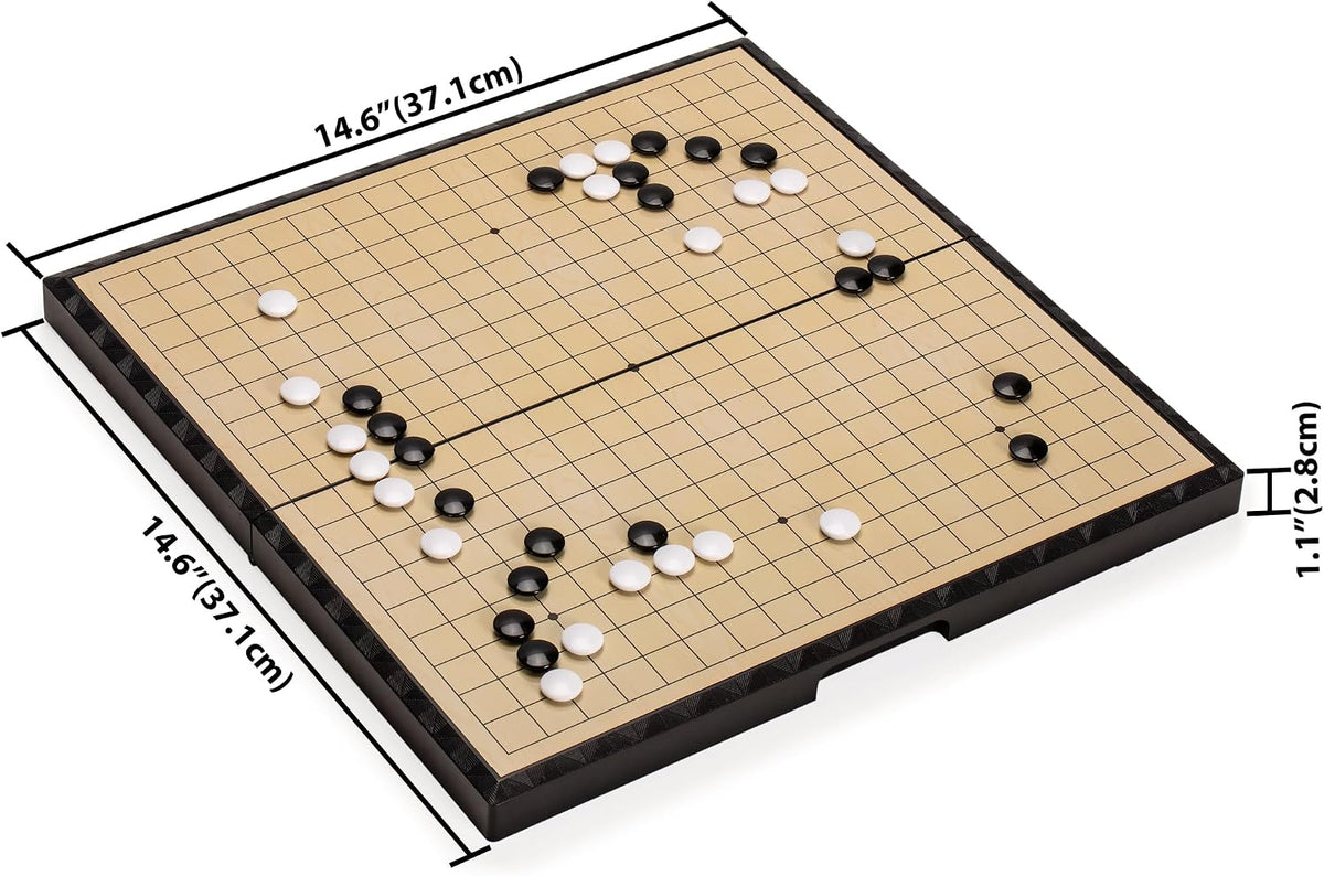 Pizarrón magnética de Magnetic Go con Tabla Go (14.7 x 14.6 pulgadas) y piedras plásticas de convexa individuales
