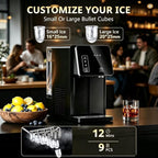 COWSAR Máquina Generadora de Hielo 2 en 1 para Encimita con Dispensador de Agua, Negro
