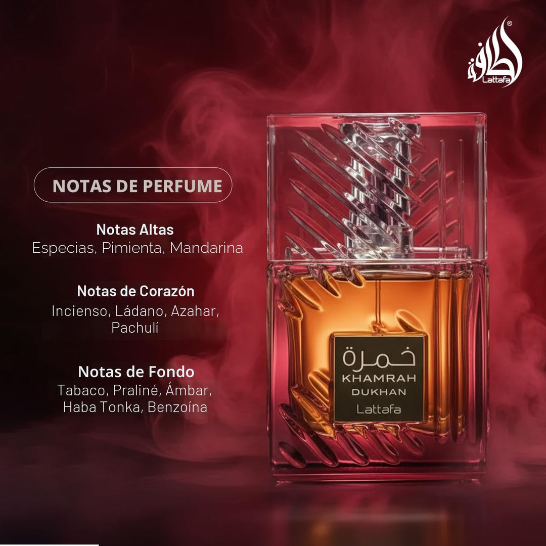 Lattafa Khamrah Dukhan para Unisex Eau de Parfum en Spray, 3.4 onza...