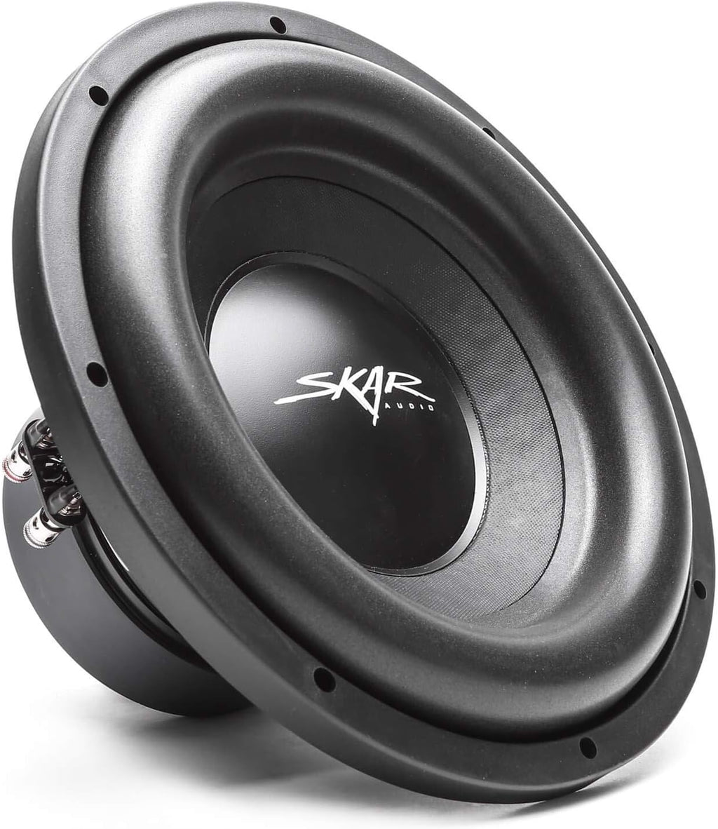 Skar Audio Paquete completo de graves de subwoofer individual de 12" de la serie SDR de 1,200 vatios - Incluye carcasa cargada con amplificador