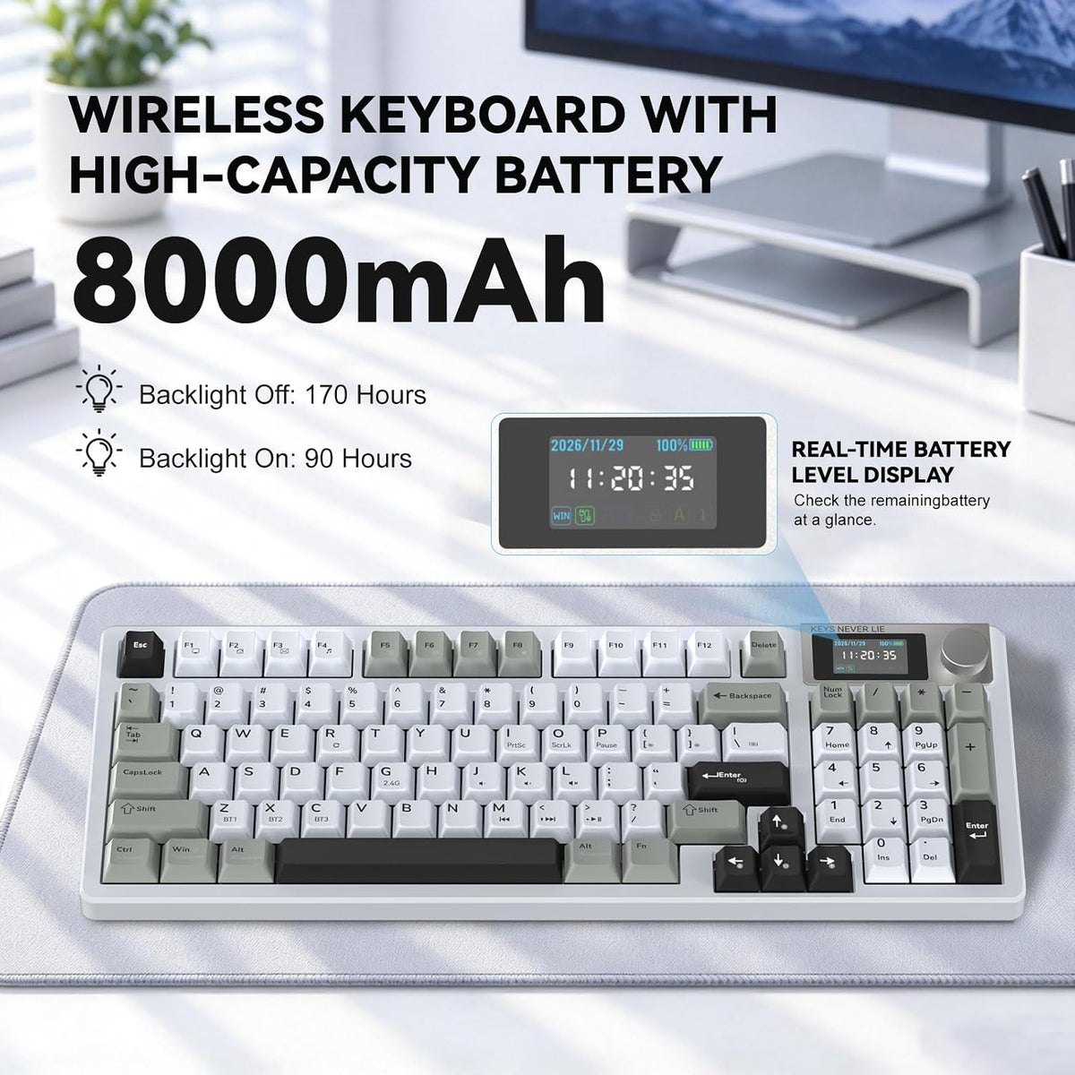 KEMOVE Teclado mecánico inalámbrico K94, QMK/VIA, pantalla LCD y perilla de