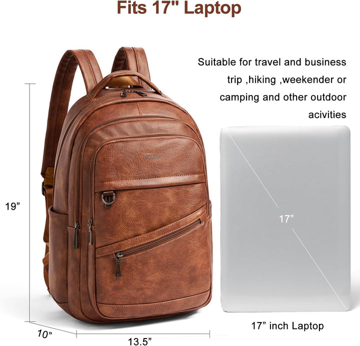 LATMAP Mochila de 43L para mujer: mochila de cuero vegano que cabe...