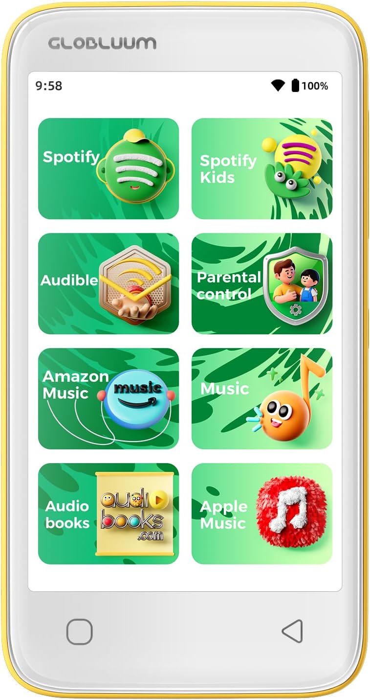 Globluum Reproductor MP3 de 80 GB para niños, controles parentales,...
