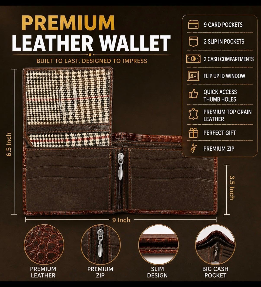 Cartera de cuero para hombre - Bloqueo RFID, delgada y elegante con...