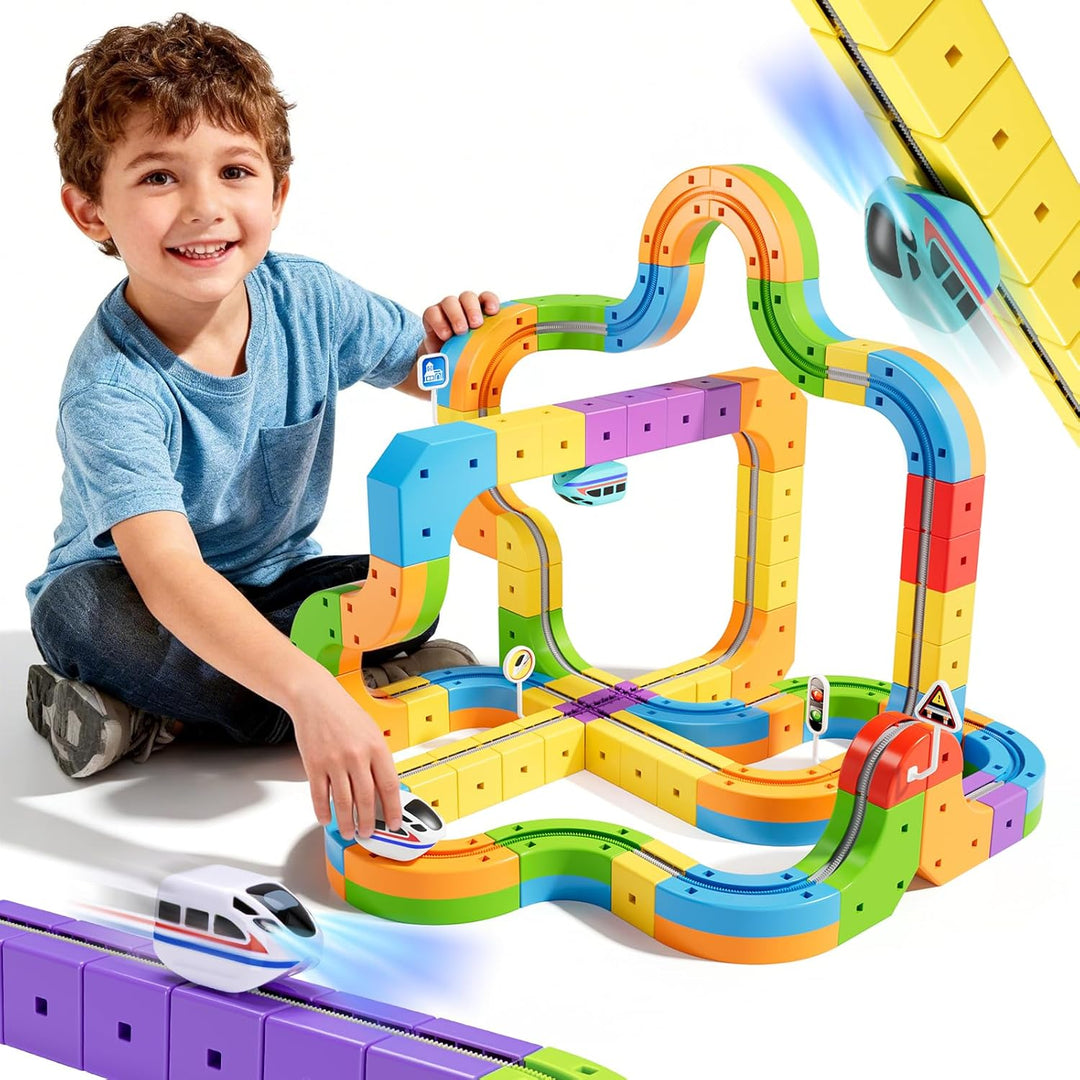 Wdebay klick - Juego de tren eléctrico de raíles 3D con pista de ca...