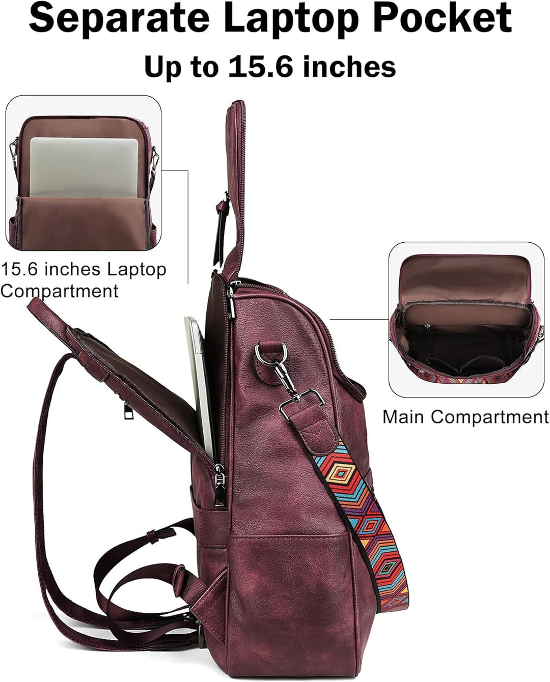 FADEON Mochila para computadora portátil para mujer, mochila de via...