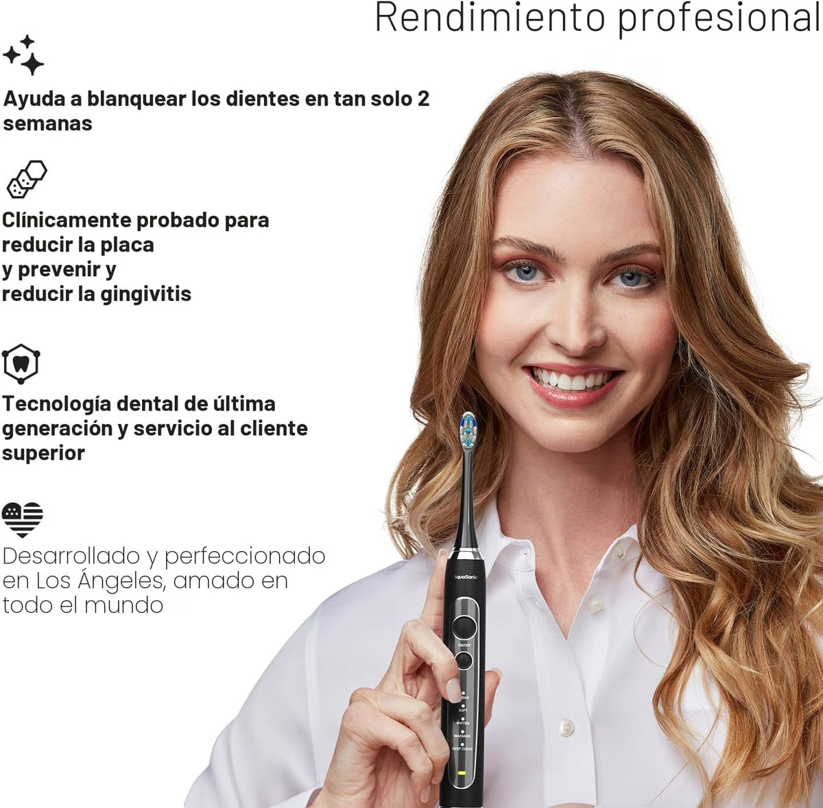 Aquasonic Black Series PRO – Cepillo de dientes eléctrico ultrablanqueador