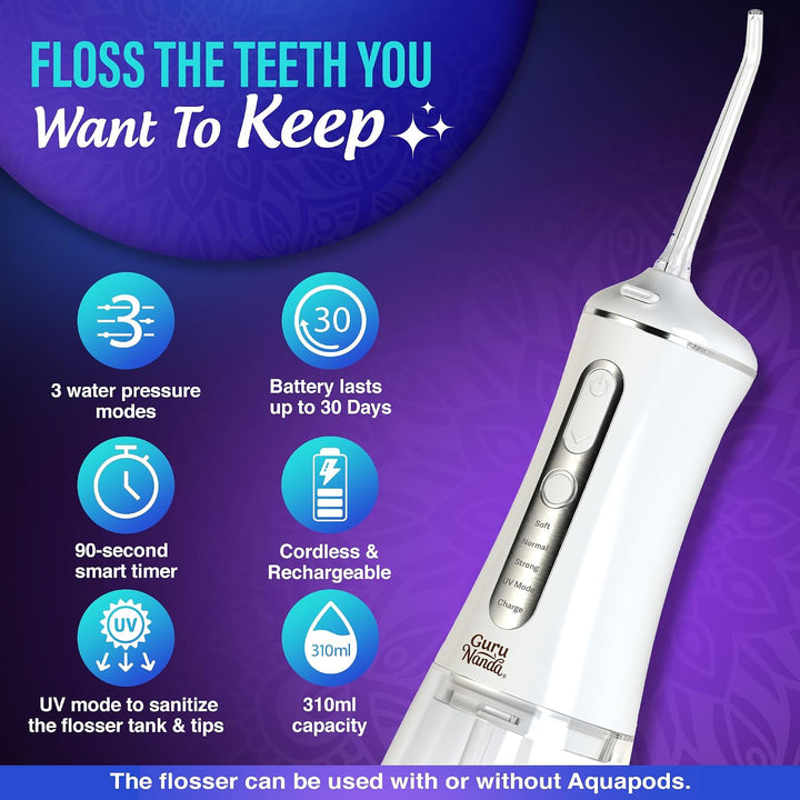 GuruNanda Irrigador dental avanzado 3.0 con irrigador dental de agu...