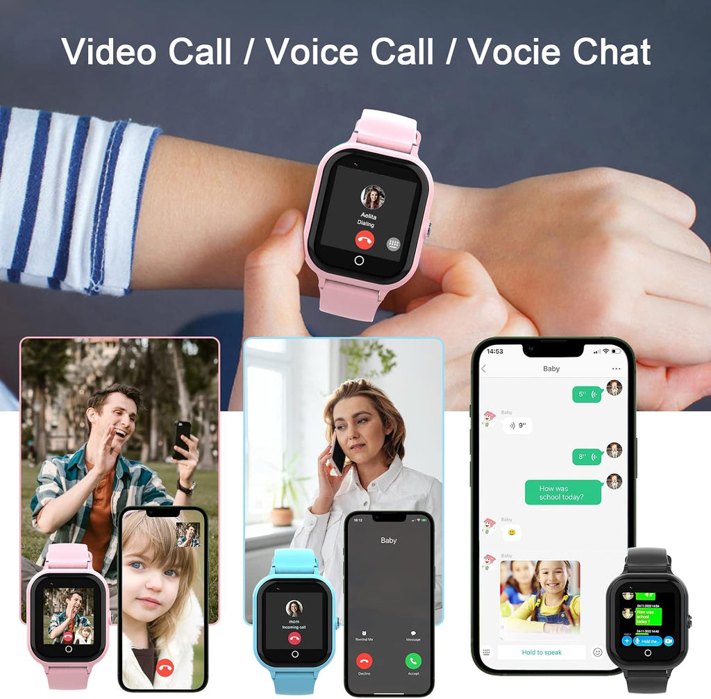 Reloj inteligente para niños con rastreador GPS y llamadas, relojes inteligentes 4G para niñas y niños con tarjeta SIM, SOS, cámara, llamada de voz y video, modo escolar para niños de 4 a 12 años, regalo de cumpleaños
