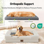 Cama ortopédica impermeable para perros de tamaño grande, beige