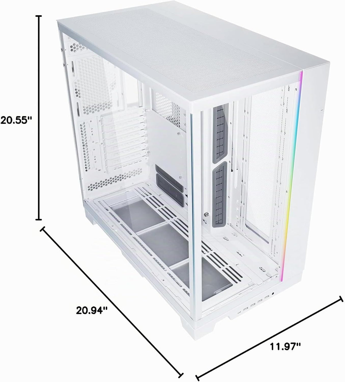 Lian Li Dynamic EVO XL - Hasta 280mm E-ATX Placa base - Tiras de iluminación ARGB, O11 EVO XL Blanco