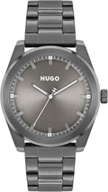 HUGO Bright - Reloj de pulsera de cuarzo 3H de acero inoxidable de 1.654 in para hombre, resistente al agua hasta 5 ATM/164 ft, un aspecto limpio y moderno