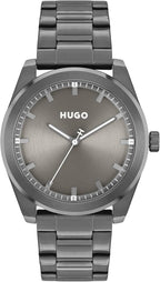 HUGO Bright - Reloj de pulsera de cuarzo 3H de acero inoxidable de 1.654 in para hombre, resistente al agua hasta 5 ATM/164 ft, un aspecto limpio y moderno