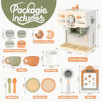 Cafetera de juguete, accesorios de cocina de madera para niños