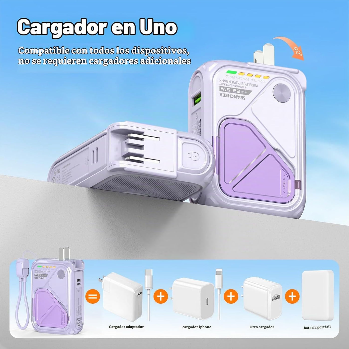 SEANCHEER Cargador portátil P05, banco de energía magnético, pequeñ...