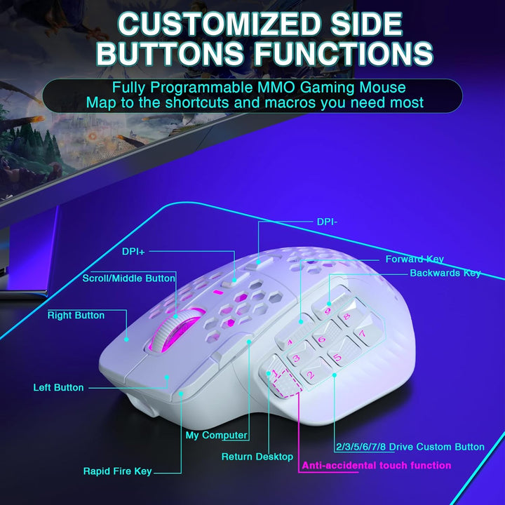 SOLAKAKA SM809 Pro - Mouse para juegos con 9 botones laterales, mou...