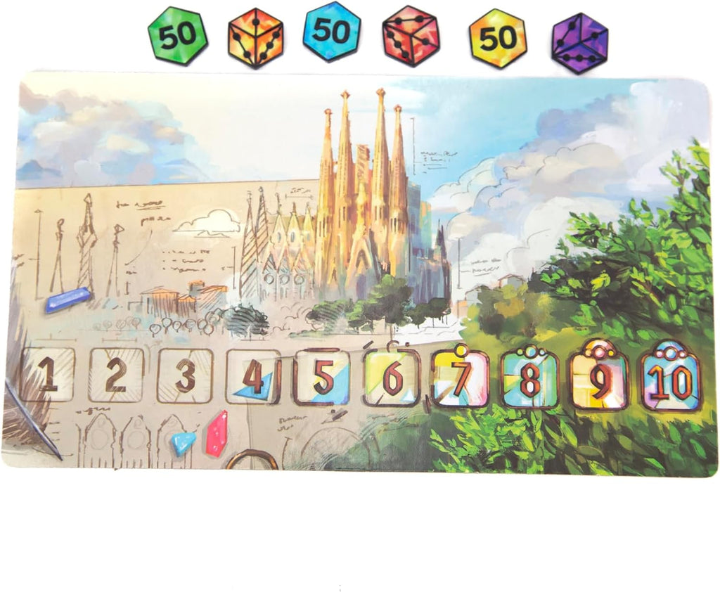 Floodgate Games Juego de mesa Sagrada | Juego familiar para niños y adultos | Juego de estrategia de dibujo de dados y colocación | A partir de 10 años | 1 a 4 jugadores Remastered Edición Deluxe