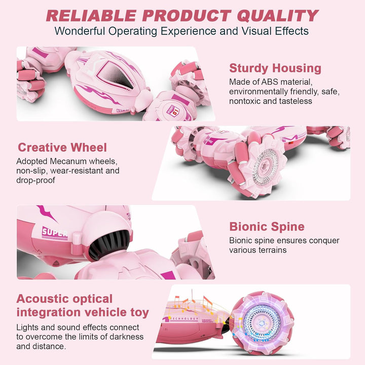 Fosgoit Coches RC Rosa para Niñas de 6 a 12 años, Coches de Acrobac...