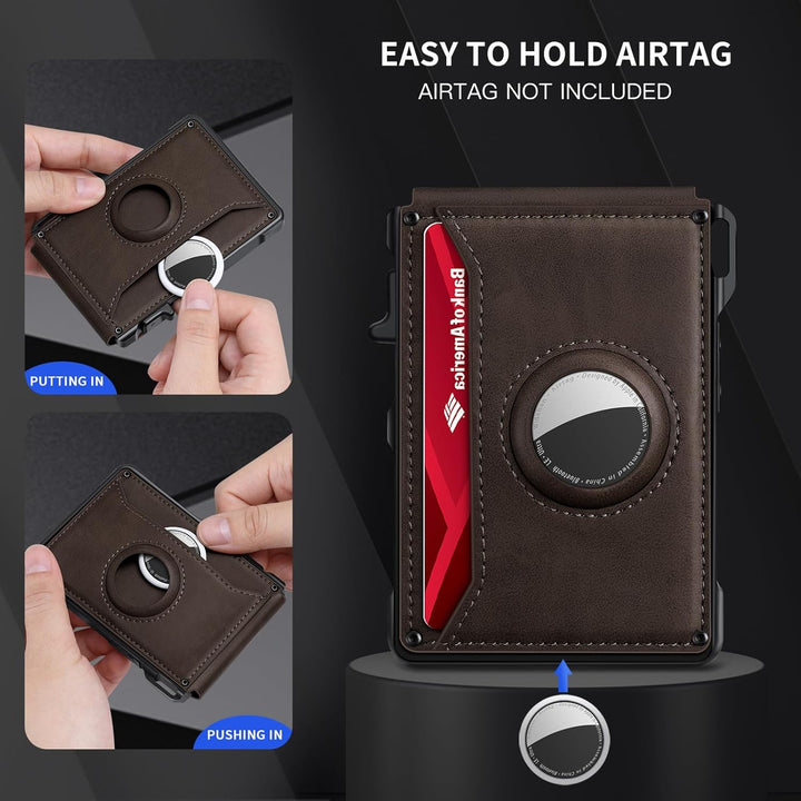 KIKVES Billetera para Airtag para hombre, tarjetero para AirTag con...