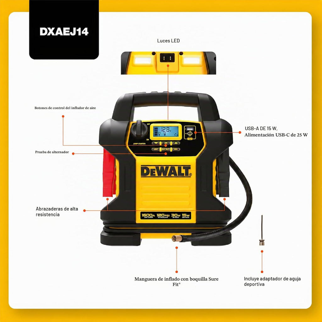 DEWALT DXAEPS14 Arrancador de salto de pico de 2000 amperios con inflador