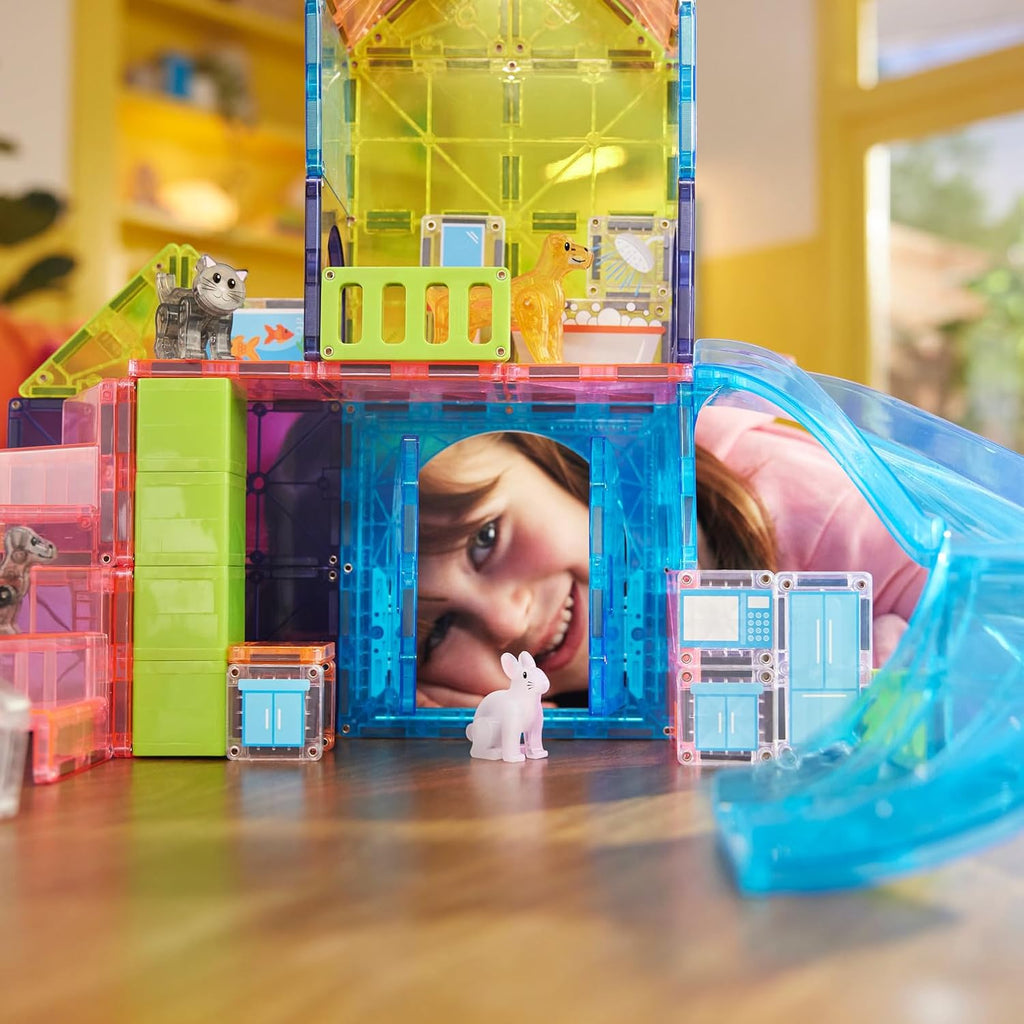 MAGNA-TILES Pet Playhouse - Juego de construcción magnética de 50 piezas, la marca original de construcción magnética