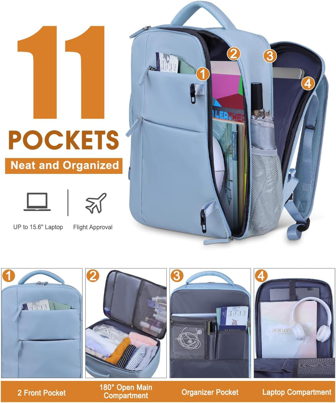 Capolo Mochila de viaje para mujeres y hombres, mochila impermeable...