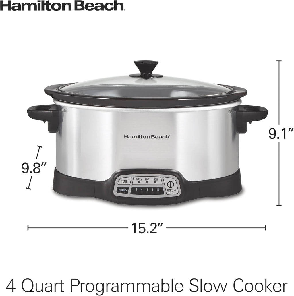 Hamilton Beach Set & Forget - Olla de cocción lenta programable de 4