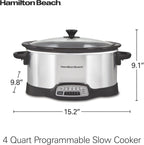 Hamilton Beach Set & Forget - Olla de cocción lenta programable de 4