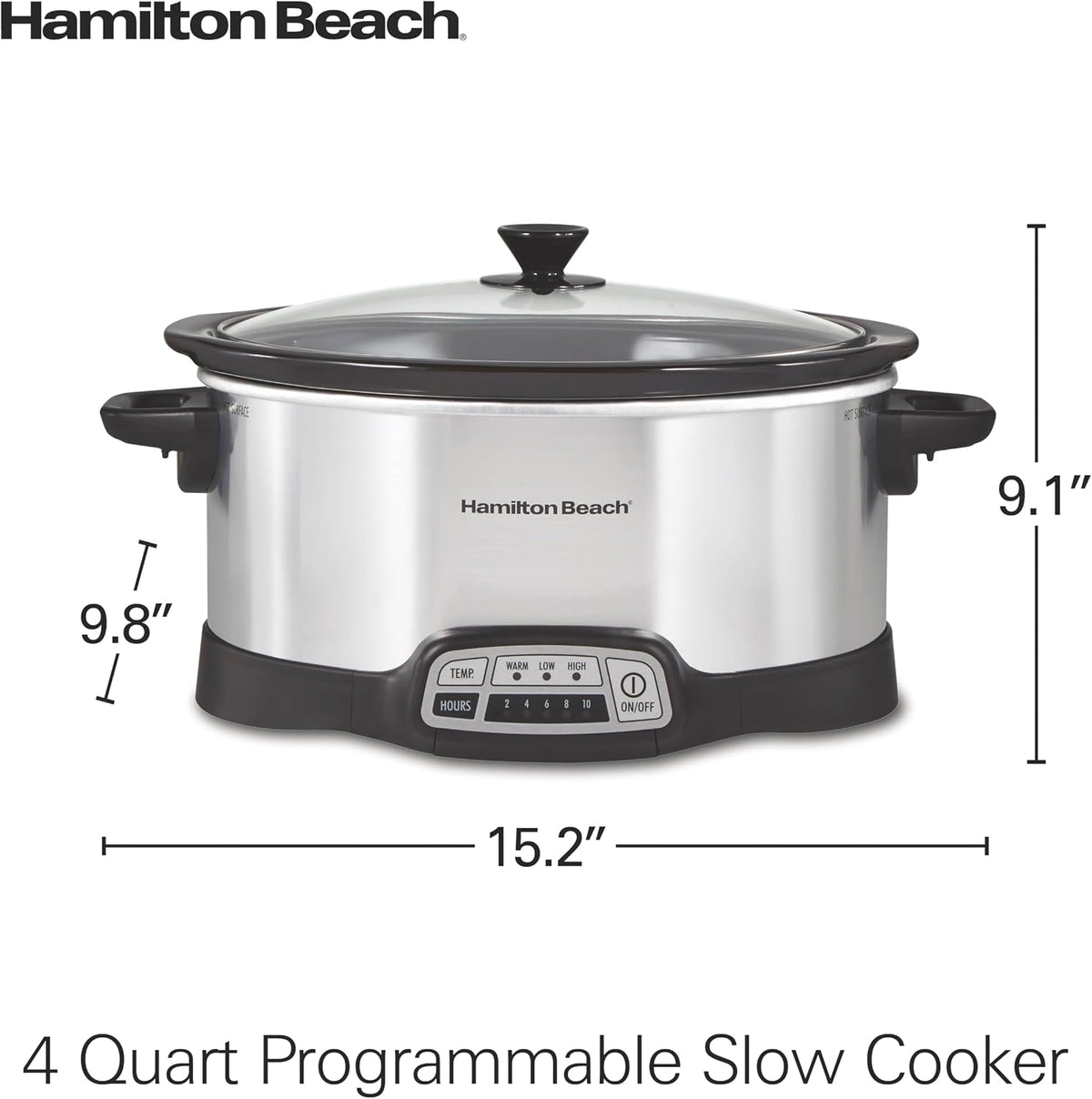 Hamilton Beach Set & Forget - Olla de cocción lenta programable de 4